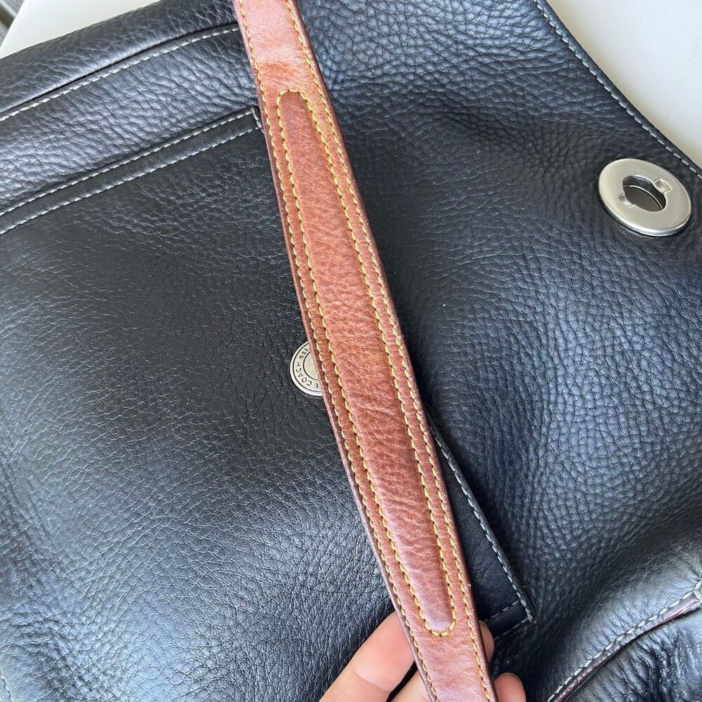 VTG Coach Legacy Black Pebbled Leather Hobo Bag | Fuchsia Lining 9379 - Picture 9 of 13